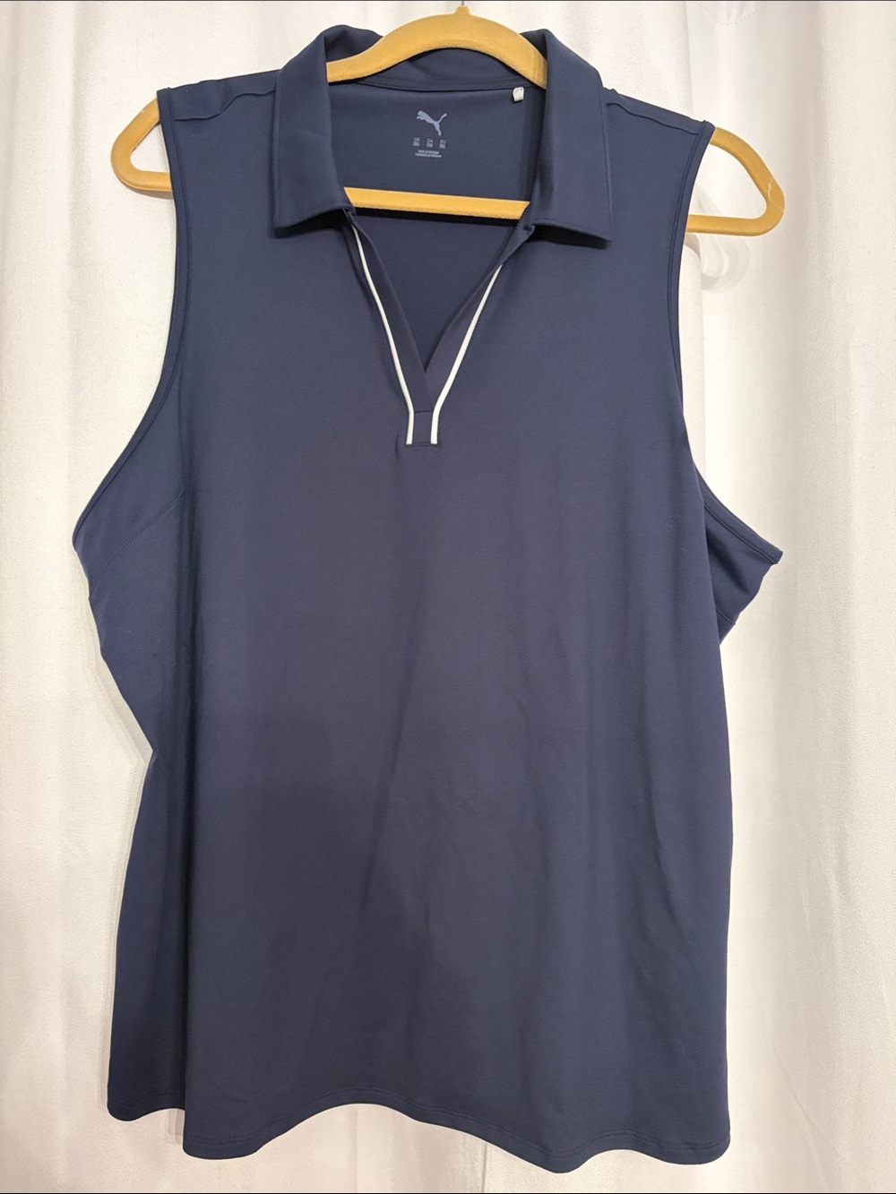 Puma Women's Navy Sleeveless Polo Tank with White Trim